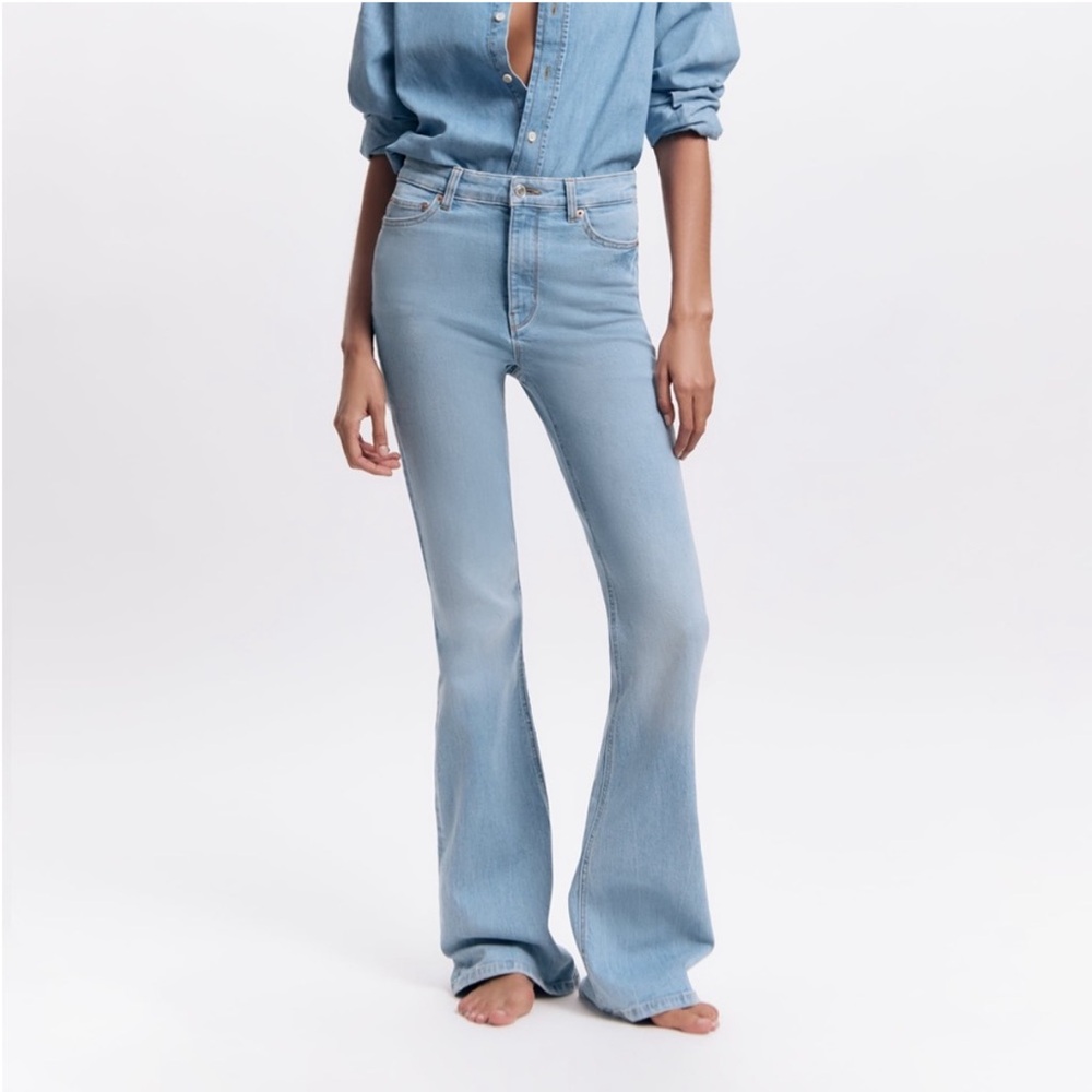 ZARA ava blue high waist skinny flare jeans